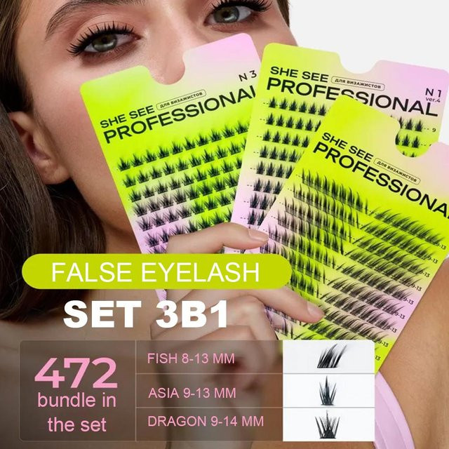 Natürliche Cluster-Wimpern, gekräuselt, Volumen, Unisex - Bild 1