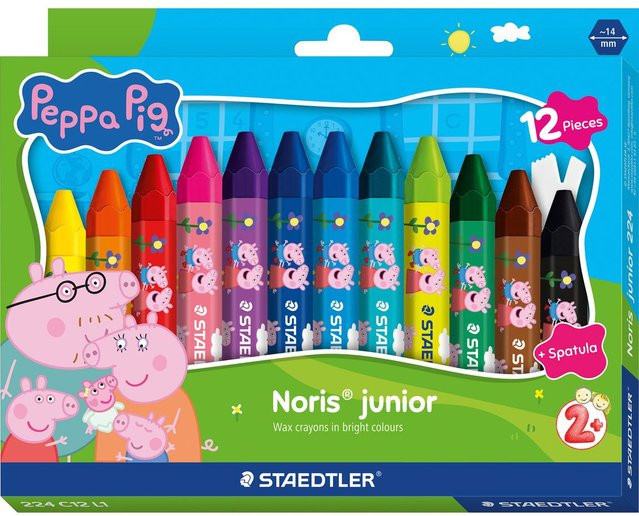 Noris junior Wachsmalkreiden Peppa Pig in 12 bunten Farben für Kinder ab 2 Jahren - Bild 1