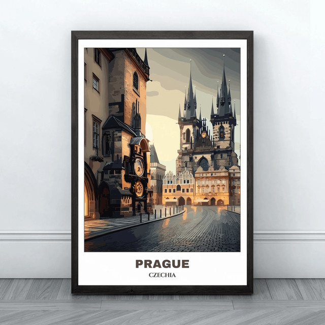 Vintage Stadtplan Prag als digitaler Druck für deine Wandgestaltung in Mehrfarben - Bild 1