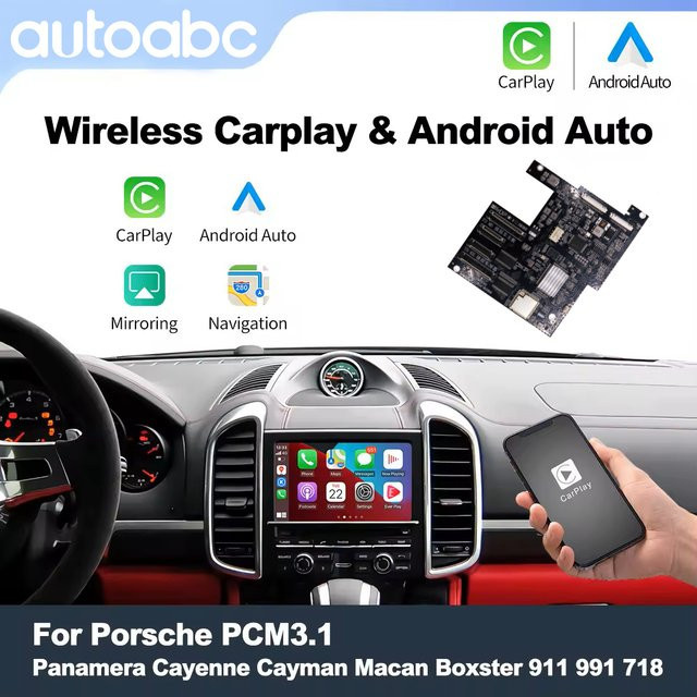 AUTOABC Drahtloses CarPlay und Android Auto Modul für Porsche PCM 3.1, Schwarz - Bild 1