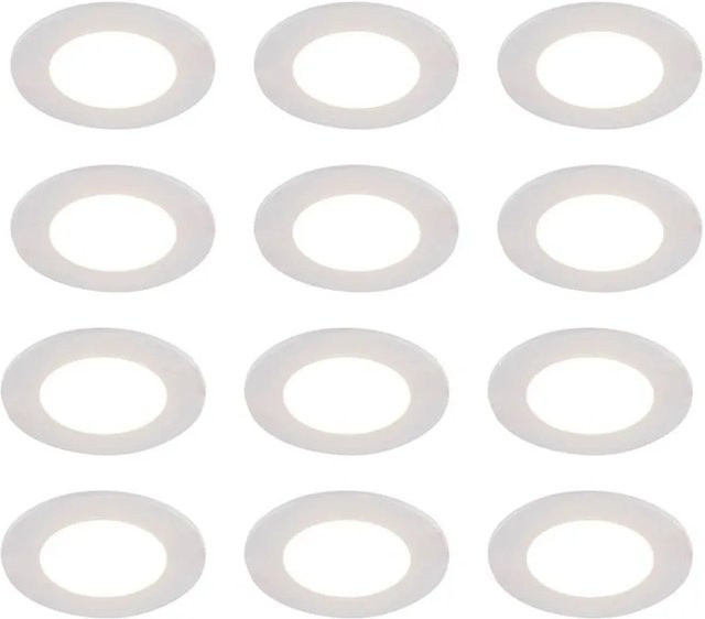 QAZQA Set mit 12 weißen LED Einbauleuchten Blanca, Dim-to-Warm, 7W, IP65, Downlight - Bild 1