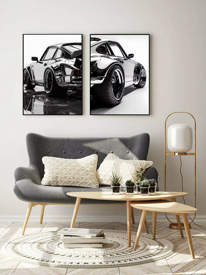 Kayou Vintage Sportwagen Poster Kunstdruck im Anime-Stil Schwarz-Weiß aus Papier - Bild 7