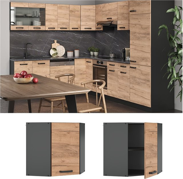 Vicco R-Line Eckhängeschrank Küchenschrank in Eiche und Anthrazit, Breite: 57 cm - Bild 1