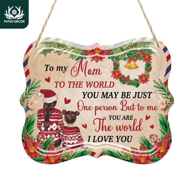 Putuo Decor Vintage Metallblechschild To My Mom I Love You Wandkunst-Dekoration für Weihnachten - Bild 1