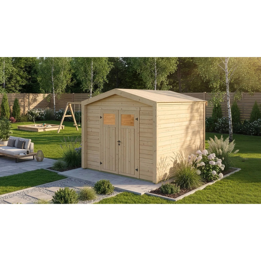 Weka Holz-Gartenhaus Killarney mit Satteldach in Natur Braun, B/T: 311 x 313 cm - Bild 2