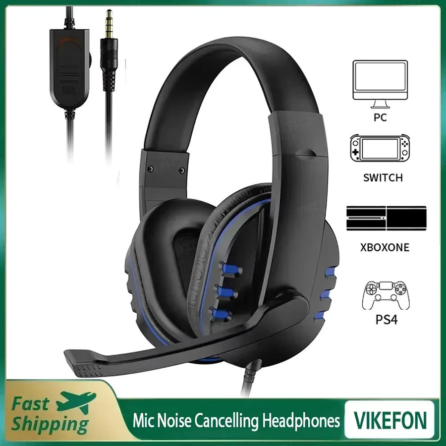 VIKEFON Wired Gaming Headset mit Noise Cancelling Mikrofon für PC, PS4, PS5 und Nintendo in Schwarz und Lila - Bild 3