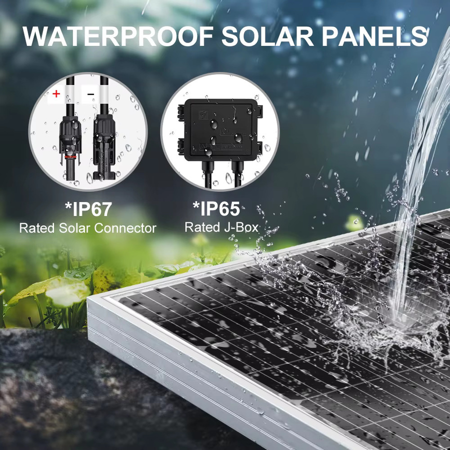 DOKIO 100W Monokristallines Solarpanel 18V, Wasserdichtes Solarpanel in Schwarz zum Laden von 12V-Geräten für Camping, Wohnmobil und Heim - Bild 4