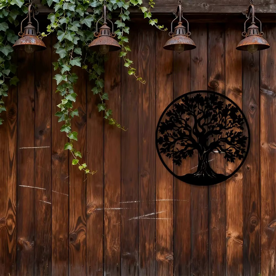 CIFBUY Metallbaum des Lebens Wandkunst, 2D Metallskulptur in Schwarz zur Wandmontage für Wohnzimmer, Schlafzimmer, Büro und Garten - Bild 3