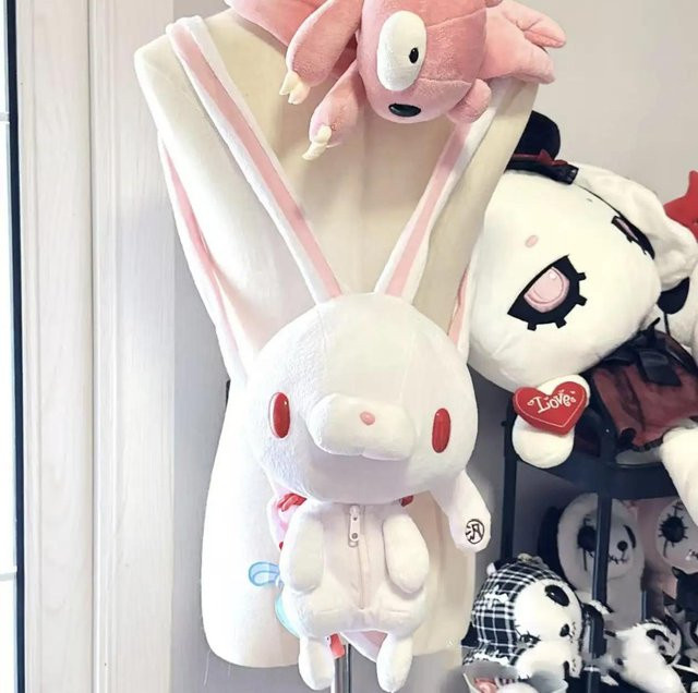 Yiran toy Düsterer Bär mit rotem Auge Hase Plüschrucksack, Puppe Rucksack, white - Bild 1