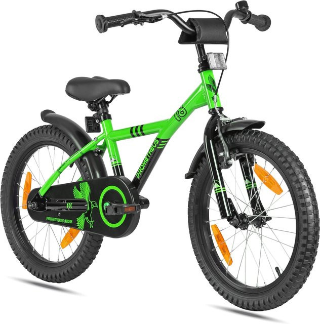 PROMETHEUS BIKES Kinderfahrrad 18 Zoll mit Stützrädern und Rücktrittbremse Grün - Bild 1