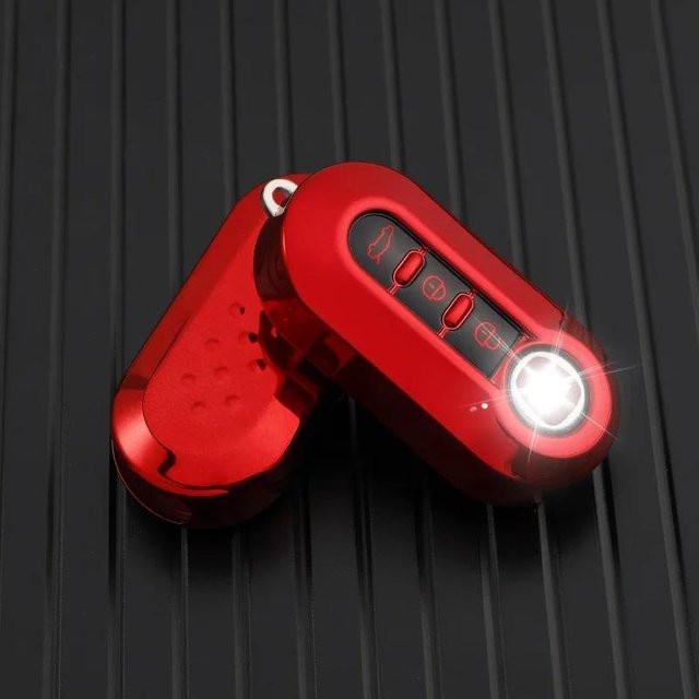 TPU Auto Flip Key Case Cover für Fiat Ducato 500 500L Panda Grande Punto und Lancia Musa in Rot mit 3 Tasten - Bild 1