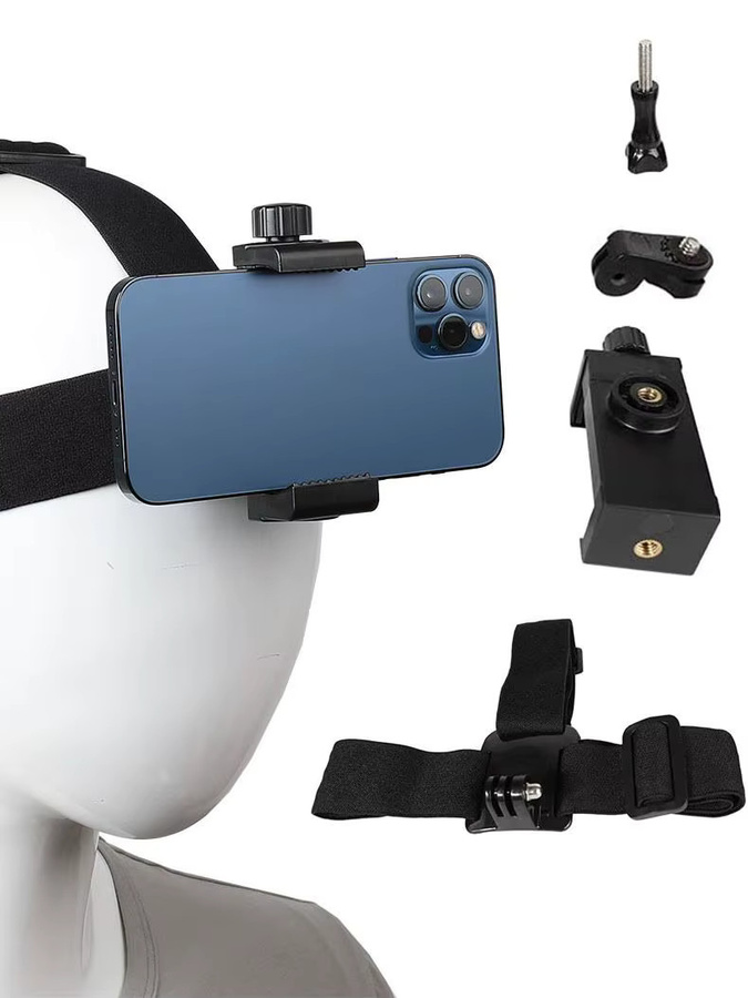Erikole Kopf montierte Handy Halterung in Schwarz für Video-Live-Shooting und First-Person-Aufnahmen mit iPhone, Samsung und GoPro - Bild 5