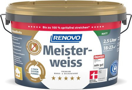 RENOVO Dispersionsfarbe Meisterweiss, matt, Farbe: Weiss, 2,5 l - Bild 1