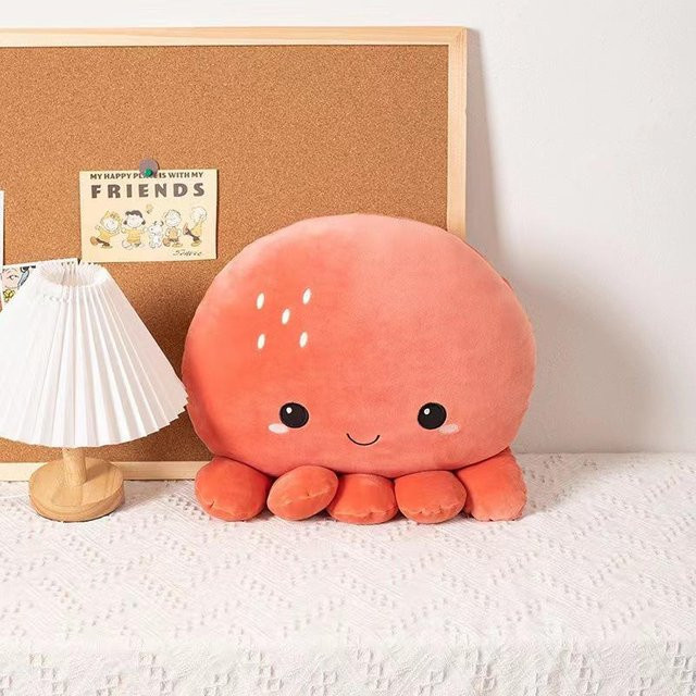 Yiran Furniture Krabbenkissen aus Plüsch in Orange, Runde Kopfstütze und Rückenlehne für Sofa, Bett oder Auto, Breite: 40 cm - Bild 1