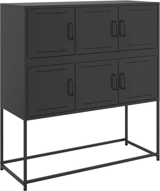 vidaXL Sideboard aus kaltgewalztem Stahl in Schwarz matt, B/T/H: 100,5 x 39 x 107 cm - Bild 1