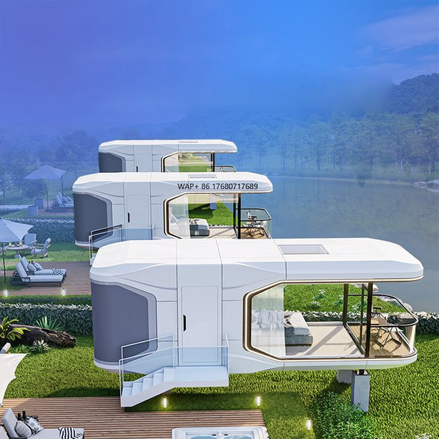 Modernes modulares Tiny House aus Stahl in Weiß als vorgefertigtes mobiles Kabinenhaus für Tiny Living oder Hotelprojekte - Bild 1