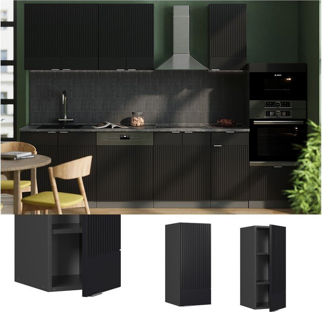 Vicco Hängeschrank Fame-Line Küchenschrank Anthrazit Schwarz gestreift mit Soft-Close-Funktion Breite: 30 cm, Tiefe: 30 cm, Höhe: 30 cm - Bild 1