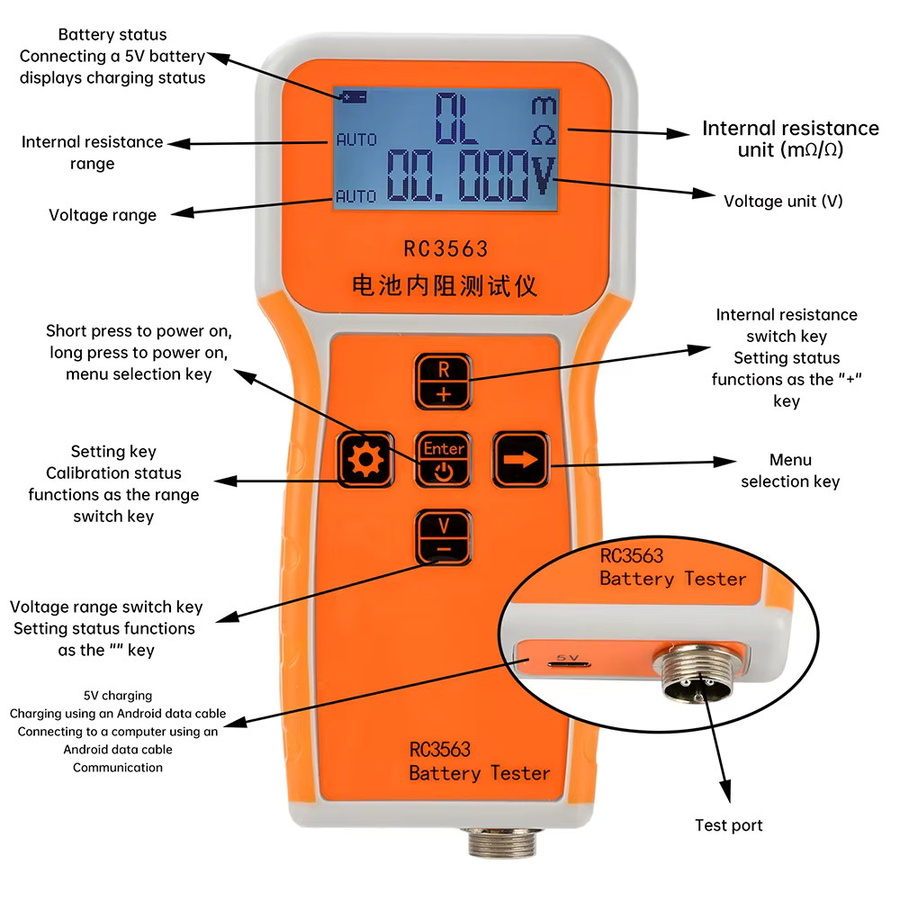 Aideepen Rc3563 18650 Batterietester zur Messung des Innenwiderstands für Lithium-Ionen und Lithium-Eisenphosphat-Batterien - Bild 3
