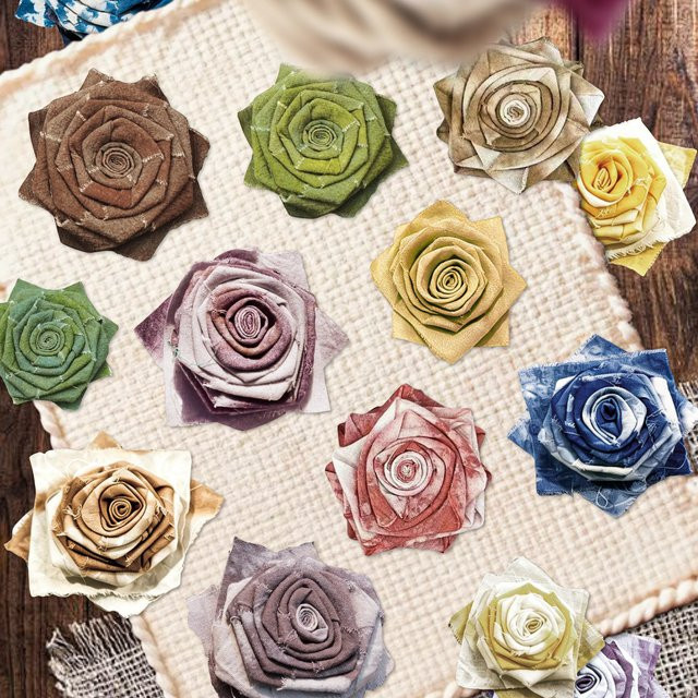 10 Stück Tie-Dye Blumen-Aufkleber für DIY Scrapbooking und Junk Journal in Multicolour - Bild 1