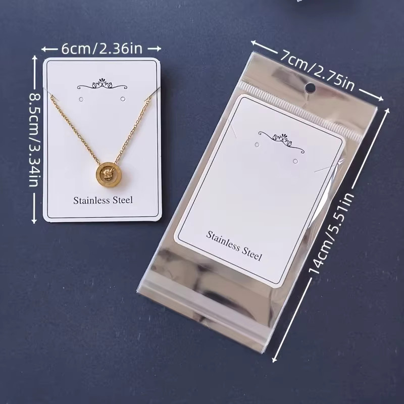 100-teiliges Schmuck-Display-Set mit 50 Karton-Karten und 50 PP-Schutztaschen in Weiß, B: 8,5 cm - Bild 2