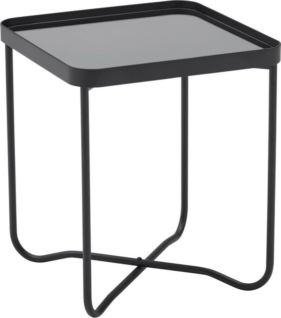 Premium Living Beistelltisch Nobile Schwarz mit Glasplatte und Metallgestell B/T/H: 37 x 37 x 37 cm - Bild 1