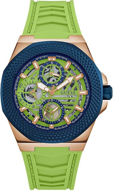 Guess Herrenuhr, Quarz, Edelstahl, 44 mm, Silikon, Blau, Roségold - Bild 1