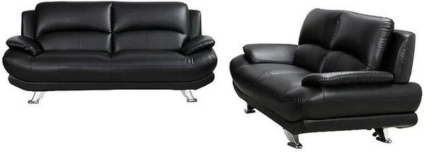 Vente-unique Couchgarnitur Musko Schwarz aus Kunstleder, 2er und 3er Sofa Set, Breite: 150 cm und 200 cm