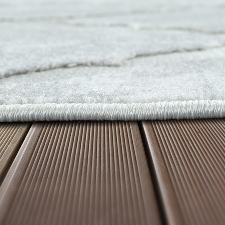Runder In- & Outdoor-Teppich Stylo in Grau von teppich.de mit High-Low-Effekt, UV-beständig und fußbodenheizungstauglich, Durchmesser: 160 cm
