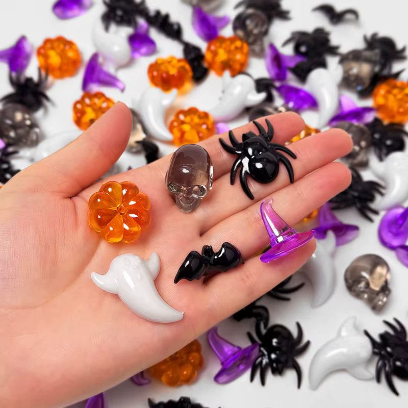 ZQNYCY Halloween Acryl-Ornamente Multicolor Mix mit Kürbis, Schädelkopf und Hexenhut als Tischstreuer für Party und Heimdekoration - Bild 2