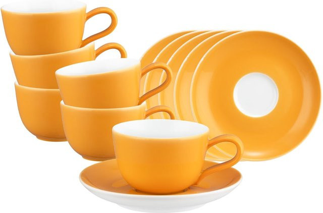 Seltmann Weiden Espressotasse mit Untertasse Liberty Pure Colors Orange aus Porzellan 6er Set 90 ml - Bild 1