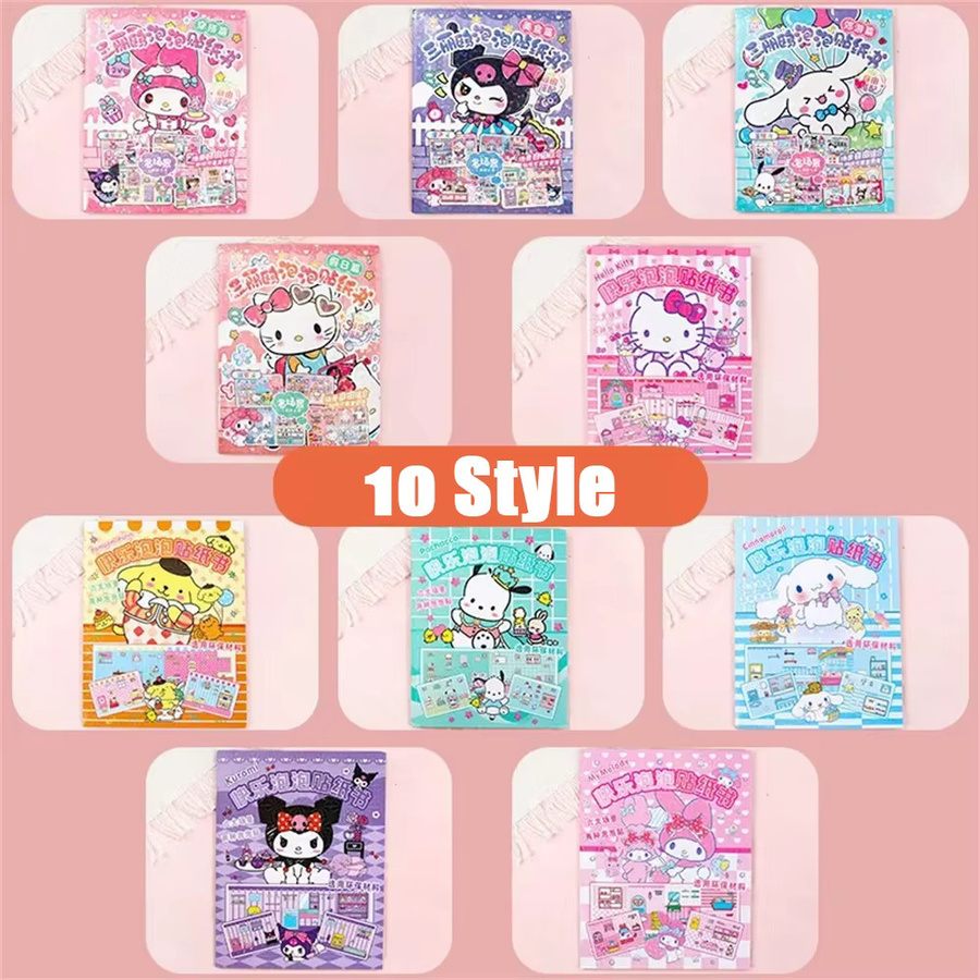 Sanrio Quiet Book Bubble Hello Kitty Cinnamoroll Kuromi My Melody Pochacco, Stickerbuch - Bild 1