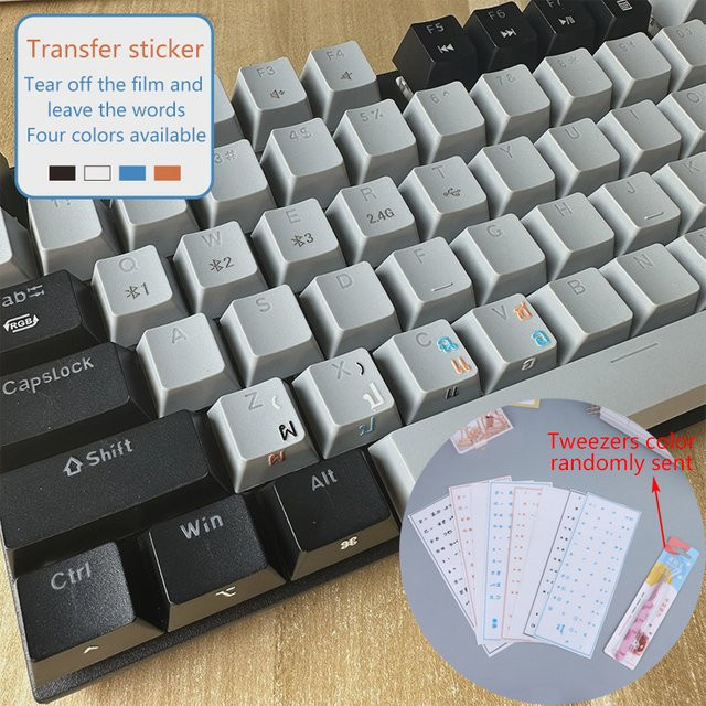 YY26 Tastaturaufkleber für Thai und Japanisch, transparent mit seitlicher Gravur für Desktop- und Laptop-Computer, Orange - Bild 1