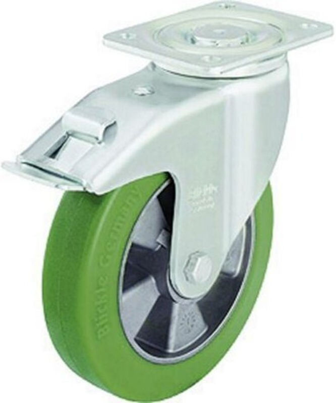 Blickle Lenkrolle LH-ALST 200K-FI mit Feststeller in Silber und Grün, Rad-Durchmesser: 200 mm, Tragfähigkeit: 750 kg - Bild 2
