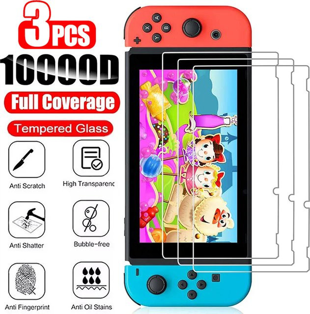 3er-Set Displayschutzfolien aus gehärtetem Glas für Nintendo Switch OLED und Nintendo Switch Lite, transparent - Bild 1
