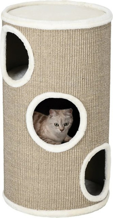 PawHut Katzenbaum Kratztonne in Braun mit 3 Ebenen und 3 Höhlen, Höhe: 70 cm