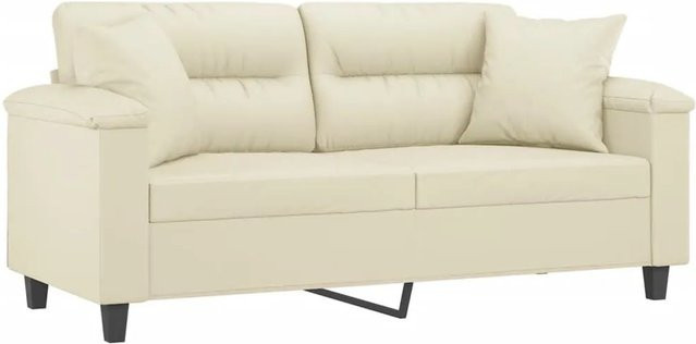 vidaXL 2-Sitzer-Sofa in Beige aus Kunstleder mit Zierkissen und Metallrahmen - Bild 1