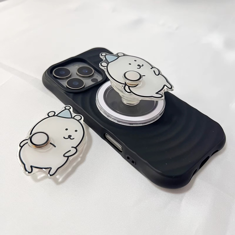 Stilvoller Emoji Handyhalter in Weiß, 360 Grad drehbar und faltbar - Bild 2