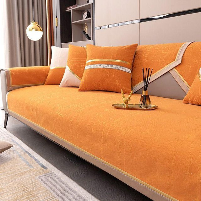 Chenille Jacquard Sofakissen Super Six in Beige, Grau oder Orange, B/B: 70 x 70 cm - Bild 1