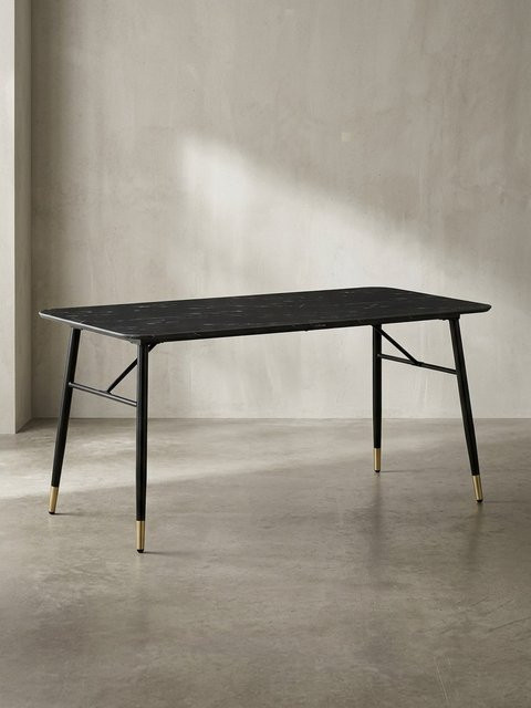 Moderner Esstisch mit Marmoroptik von KADIMA DESIGN in Schwarz, Rechteckig, B/T/H: 140 x 80 x 76 cm - Bild 1