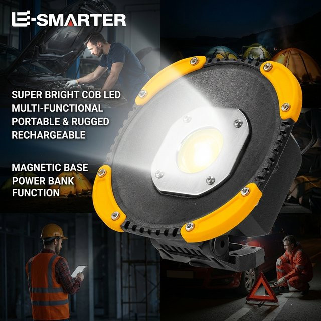 ESMARTER W898 Multifunktions-COB-Akku-Laterne mit LED, magnetisch und Flaschenöffner, Schwarz - Bild 1