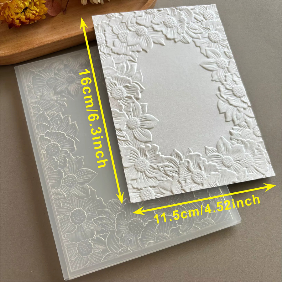 Scrapbook-Kunststoffordner mit Blumenprägung und 3D-Relief in Grün für deine DIY-Kartenherstellung - Bild 3