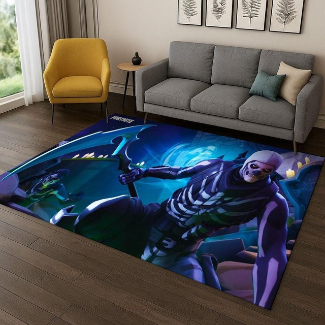 Rutschfester 3D-Fortnite-Spielteppich mit Cartoon-Motiv aus Polyesterflanell für Kinder, Mehrfarbig, B/T: 60 x 40 cm - Bild 1
