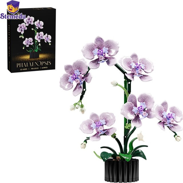 stemedu Phalaenopsis Bausteine Blumen Orchidee, Puzzle Spielzeug, 619 Teile, ab 12 Jahre - Bild 1