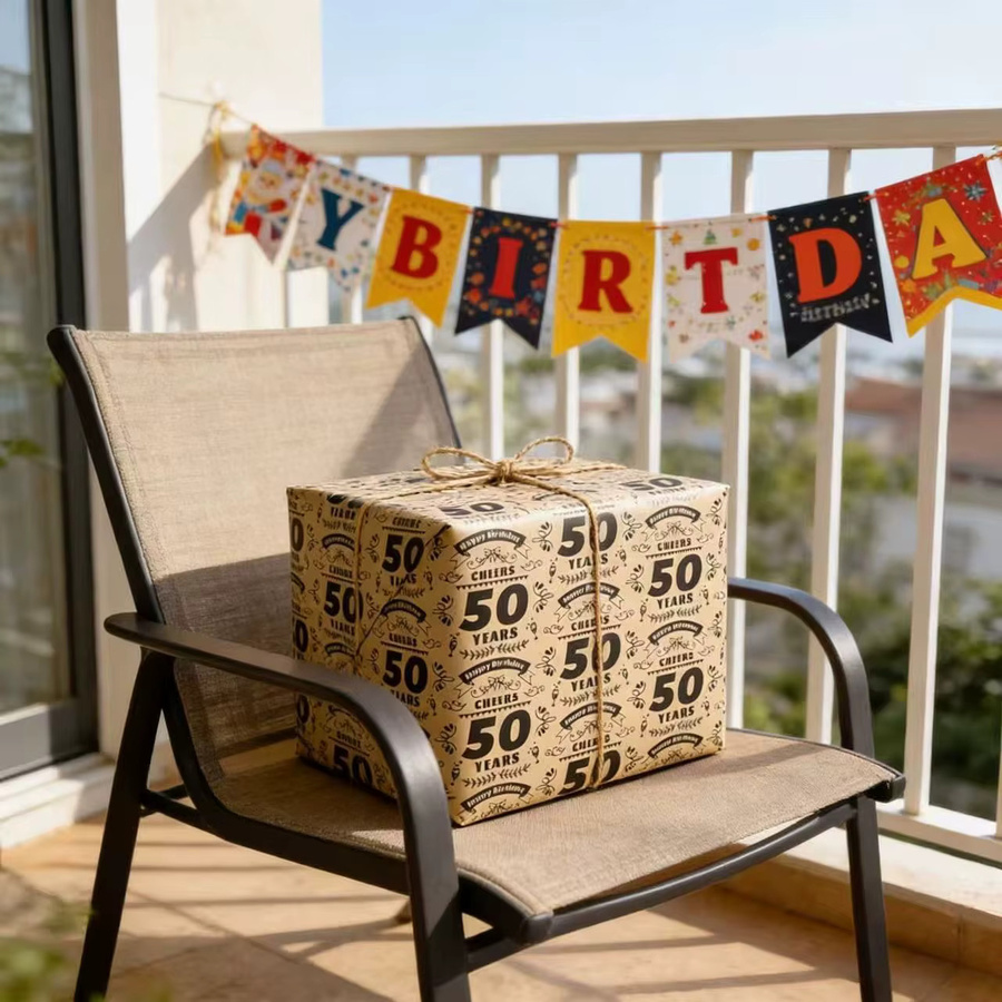 Vintage Kraftpapier zum 50. Geburtstag in Beige - Bild 2