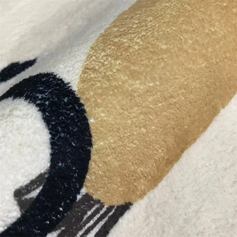 VIKAMA Runder Plüschteppich mit Löwenmuster in Beige für Schlafzimmer und Wohnzimmer - Bild 2