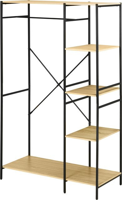 HOMCOM Kleiderständer im industriellen Stil aus Metall und Holz in Schwarz, B/T/H: 46 x 100 x 170,5 cm - Bild 1