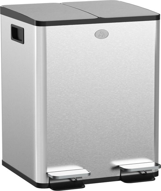 HOMCOM Mülleimer Silber, Volumen: 45,8 l, B: 36 cm, H: 51,6 cm - Bild 1