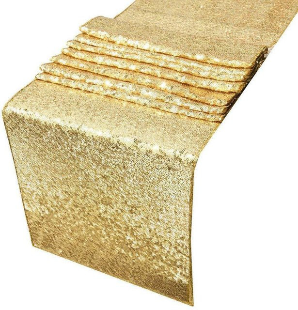 Goldener Pailletten Tischläufer von TOMTOP JMS für Hochzeit, Party und Weihnachten, B/H: 30 x 180 cm - Bild 1