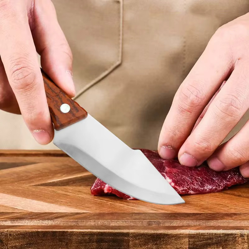 GuanQi Handgeschmiedetes Chefmesser mit Kunststoffgriff in Braun zum Schneiden von Fisch, Obst und Steak inklusive Schutzhülle - Bild 4