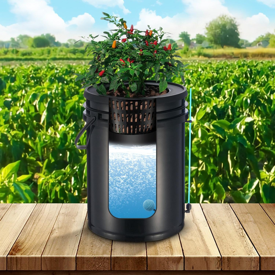 Buying Solutions MB DWC Hydroponik Anbausystem Deep Water Culture mit Tropfbewässerungs-Kit und 4 Eimern für Blattgemüse - Bild 10